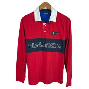 LS279 Men’s Nautica Authentic Heavy Rugby Style LS Polo Shirt L